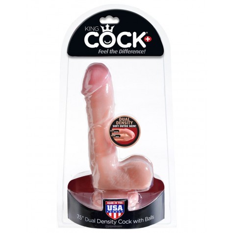 Фаллоимитатор с мошонкой Dual Density 7.5" Cock - 19 см.