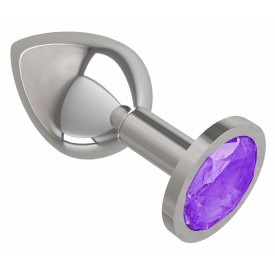 Серебристая средняя пробка с фиолетовым кристаллом - 8,5 см.